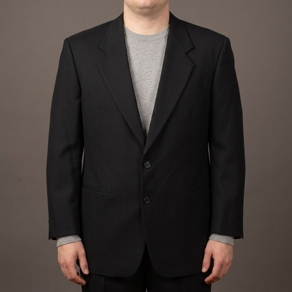 Nino Cerruti Rue Royale Mens Blazer Sport Coat Size 39 Black Wool EUC